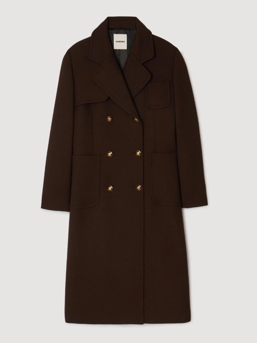 Sandro Double Breasted Coat in Brown, size 38. Fits like a size 6 - Picture 6 of 13